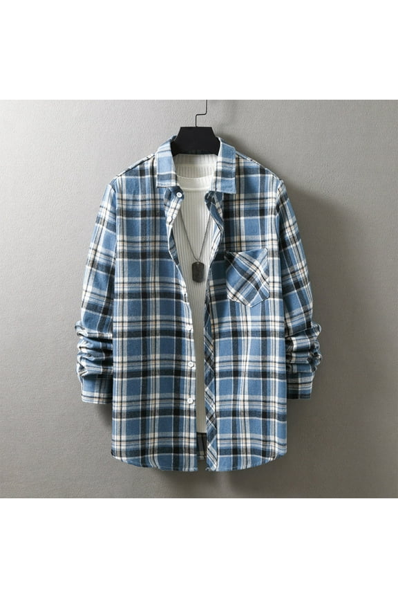 George Men's Casual Flannel Shirt Plaid Long Sleeve Button Down Western Shirt