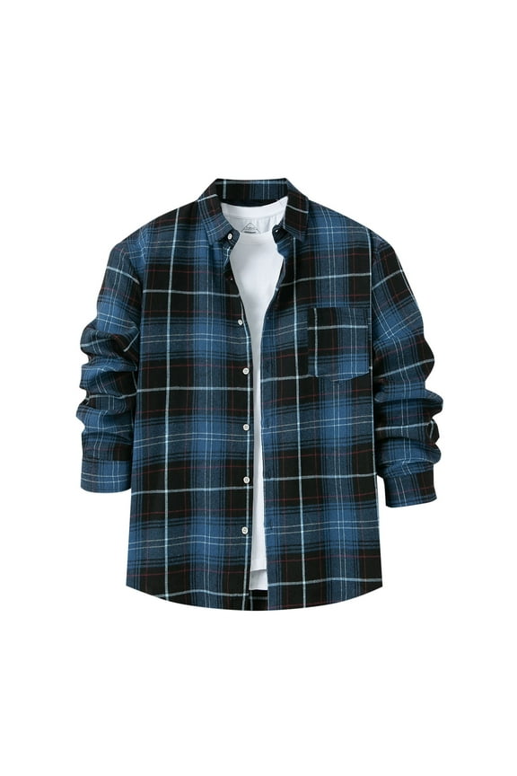 George Flannel Shirt for Men Long Sleeve Regular Fit Button Down Casual Plaid Shirt