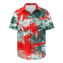 Aloohaidyvio George Hawaiian Shirt for Men 2025 - Beach Vacation Short Sleeve Loose Fit Shirts - Floral Button Down Shirt