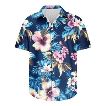 Aloohaidyvio George Hawaiian Shirt for Men 2025 Summer Beach Casual Short Sleeve Button Down Shirts Printed Tropical Vacation Shirts