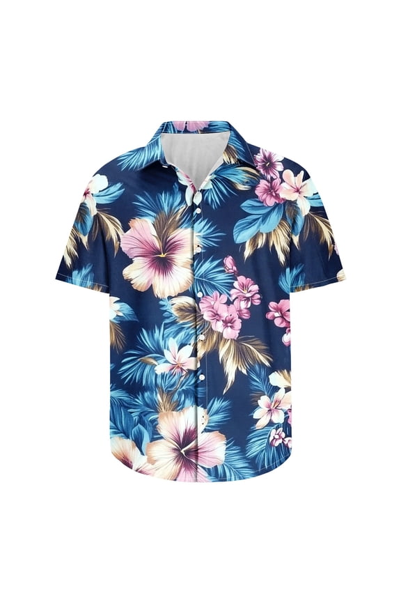 George Hawaiian Shirt for Men 2025 Summer Beach Casual Short Sleeve Button Down Shirts Printed Tropical Vacation Shirts