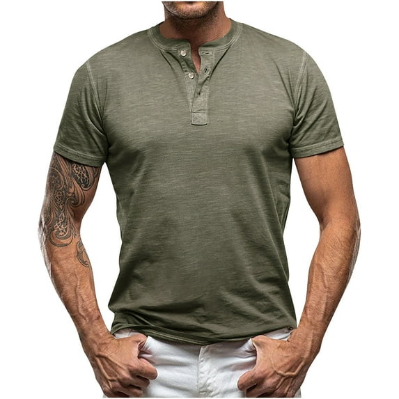 Aloohaidyvio George Henley Shirts for Men - Casual Short Sleeve Modern Fit T-Shirt, Mens Shirts