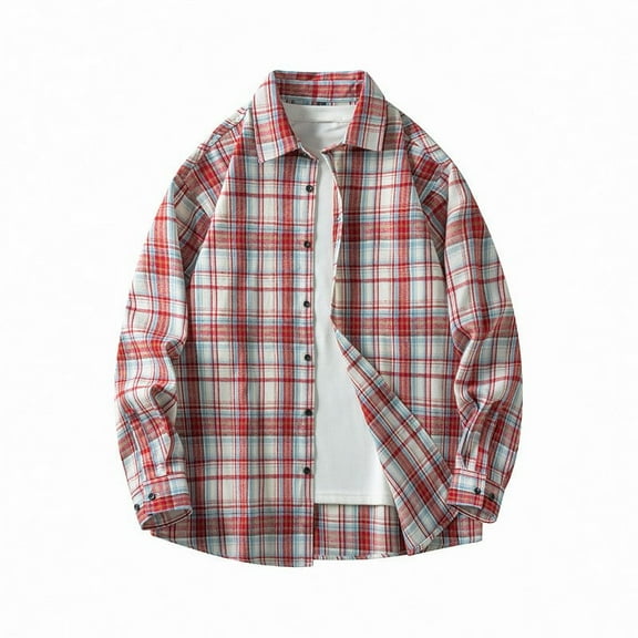 Aloohaidyvio George Men's Casual Checkered Relaxed Fit Button Up Long Sleeve Work Shirt