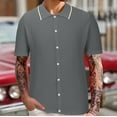 thumbnail image 1 of Aloohaidyvio Men's Fashion Knit Casual Solid Color Short Sleeve Turndown Collar Blouse Shirt Dress Shirts for Men, 1 of 6