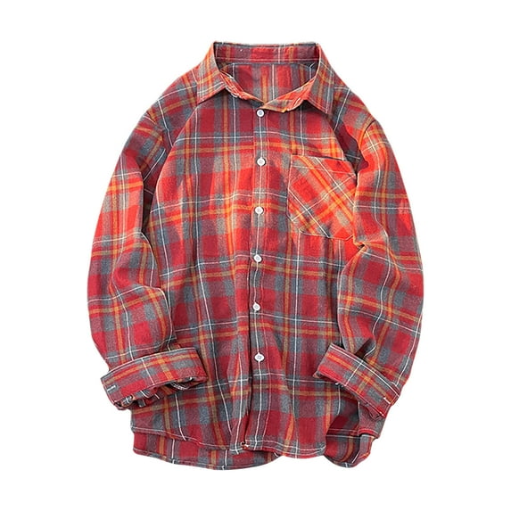 Aloohaidyvio Men's Flannel Plaid Shirts Long Sleeve Casual Button Down Shirt with Pockets