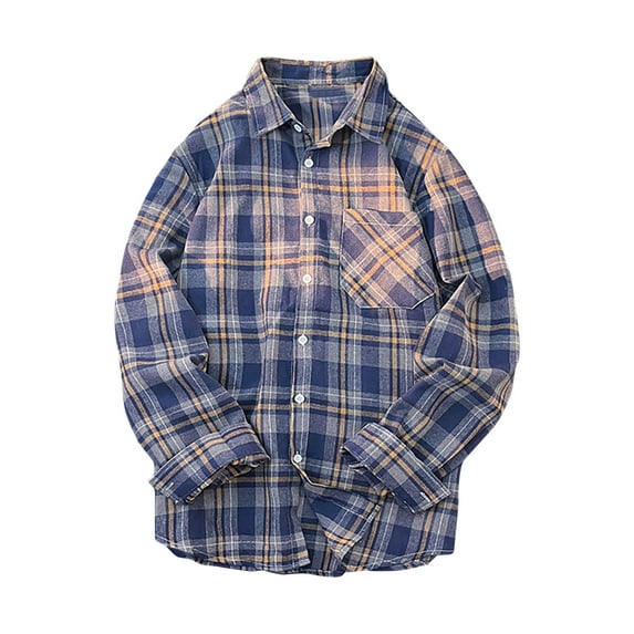 Aloohaidyvio Men's Flannel Plaid Shirts Long Sleeve Casual Button Down Shirt with Pockets