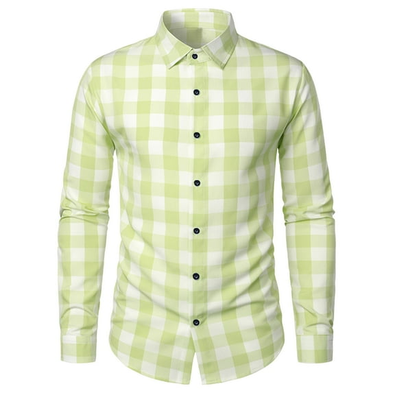 Aloohaidyvio George Men's Flannel Plaid Shirts Long Sleeve Casual Cotton Button Down Shirts