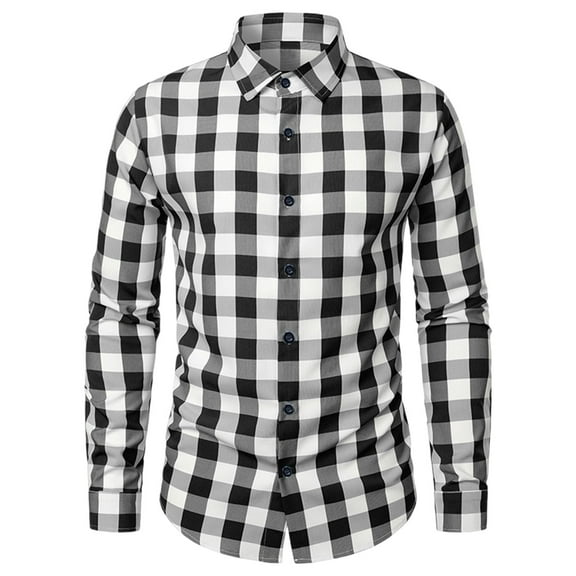Aloohaidyvio George Men's Flannel Plaid Shirts Long Sleeve Casual Cotton Button Down Shirts