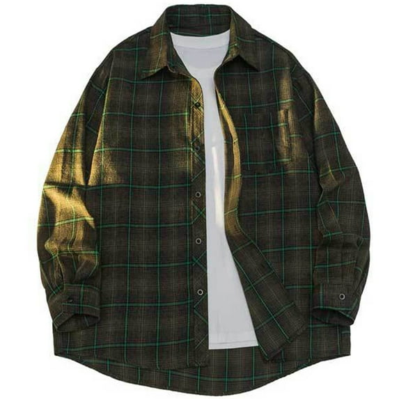 Aloohaidyvio George Men's Flannel Plaid Shirts Long Sleeve Regular Fit Casual Button Down Checkered Buffalo Plaid Shirt