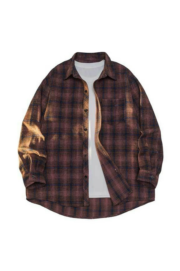 George Men's Flannel Plaid Shirts Long Sleeve Regular Fit Casual Button Down Checkered Buffalo Plaid Shirt