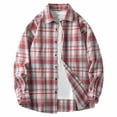 thumbnail image 1 of Aloohaidyvio Men's Flannel Shirts Casual Button Down Plaid Shirt Jacket Long Sleeve Fleece Shacket with Pockets, 1 of 5