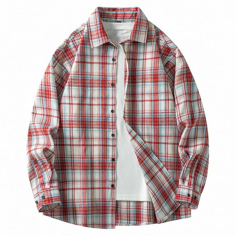 Aloohaidyvio George Men's Flannel Shirts Casual Button Down Plaid