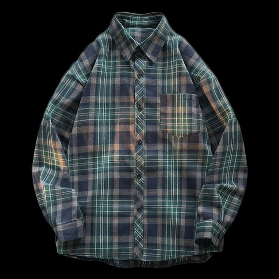 Aloohaidyvio Men's Flannel Shirts Long Sleeve Cotton Plaid Shirt Jacket Casual Button Down Shirt with Pockets