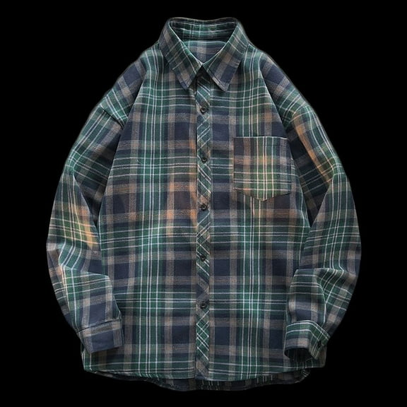 Aloohaidyvio Men's Flannel Shirts Long Sleeve Cotton Plaid Shirt Jacket Casual Button Down Shirt with Pockets