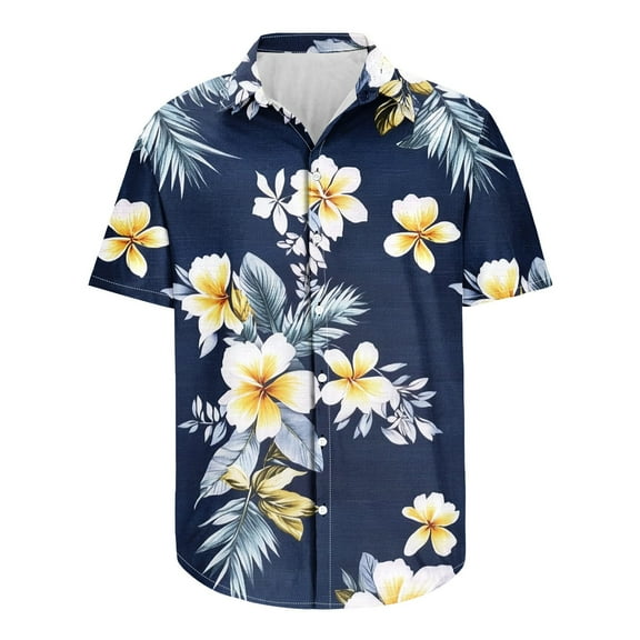 Aloohaidyvio George Men's Hawaiian Button Down Shirts Vacation Short Sleeve Beach Shirts Holiday Tropical Party Shirts