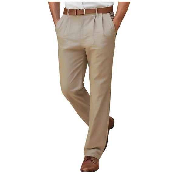 Aloohaidyvio Men's Linen Pants Summer Lightweight Casual Wide Leg Dress Pants