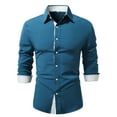 thumbnail image 1 of Aloohaidyvio Men's Muscle Dress Shirts Slim Fit Stretch Long Sleeve Casual Button Down Shirt, 1 of 5