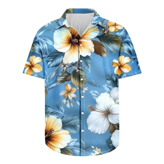 Aloohaidyvio Men's Palm Shirt Short Sleeve Casual Button Down Hawaiian Vacation Allover Shadow Shirts