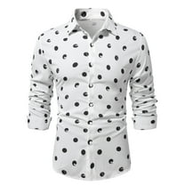 Aloohaidyvio George Men's Polka Dots Button Front Long Sleeve Collar Shirt Casual Tops