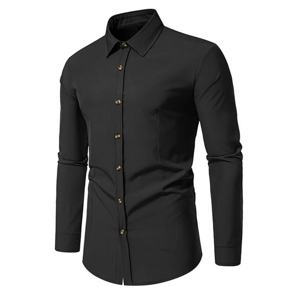 Aloohaidyvio George Men's Slim Fit Cotton Business Shirt Solid Long Sleeve Button Down Dress Shirts