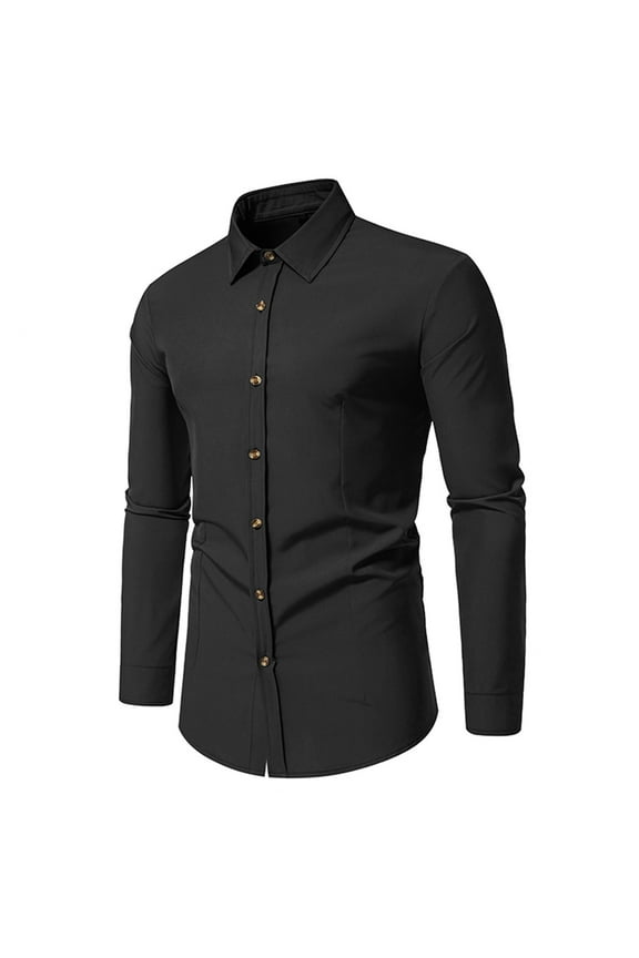 George Men's Slim Fit Cotton Business Shirt Solid Long Sleeve Button Down Dress Shirts