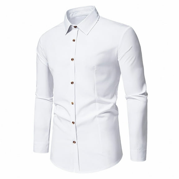 Aloohaidyvio George Men's Slim Fit Cotton Business Shirt Solid Long Sleeve Button Down Dress Shirts