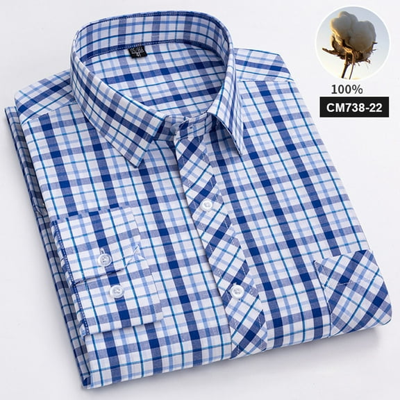 Aloohaidyvio George Mens Button Down Long Sleeve Shirts Cotton Plaid Summer Casual Shirts for Men with Pockets