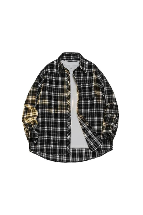 George Mens Button Down Shirts Regular Fit Long Sleeve Casual Plaid Flannel Shirt