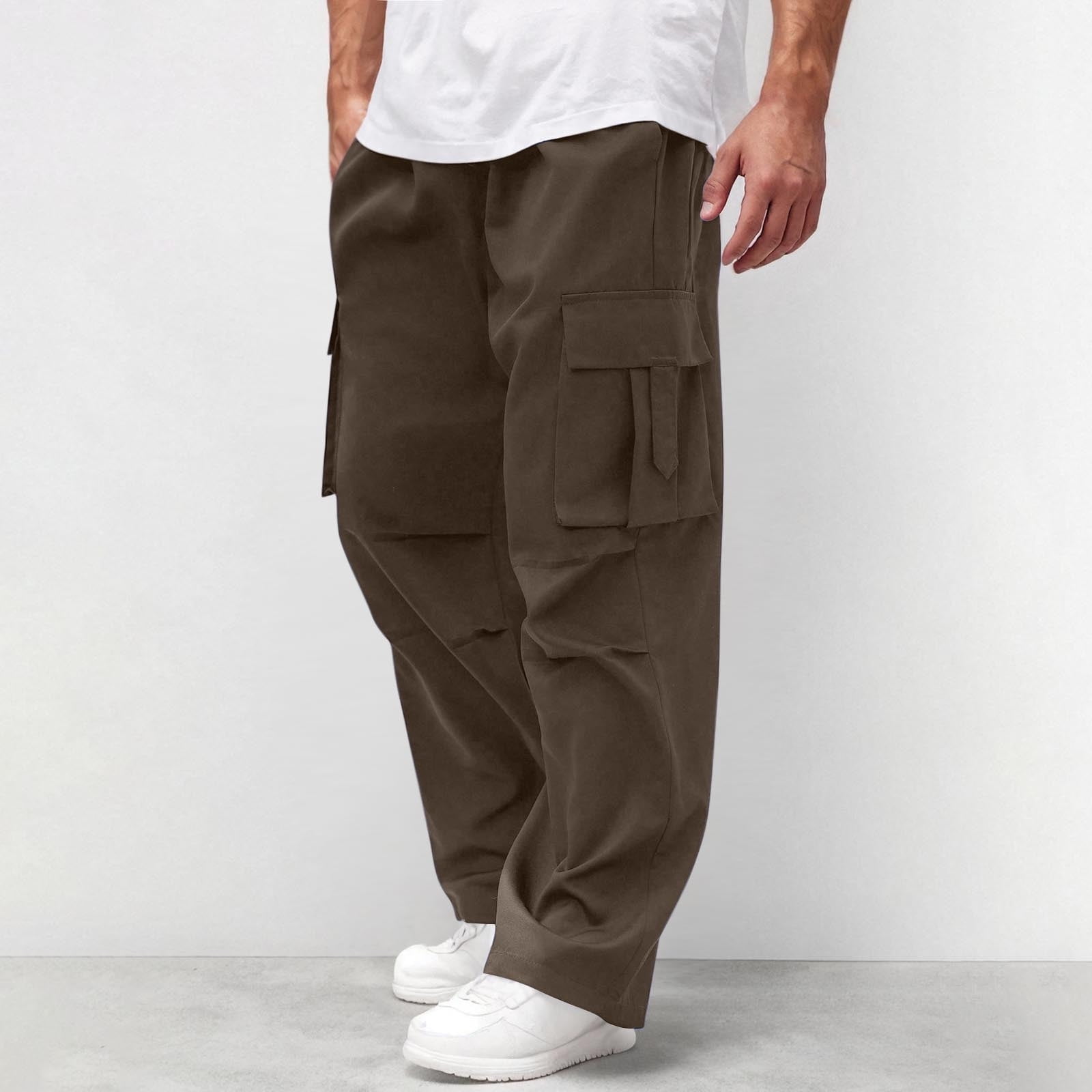 Aloohaidyvio George Mens Cargo Pants Elastic Drawstring Waist