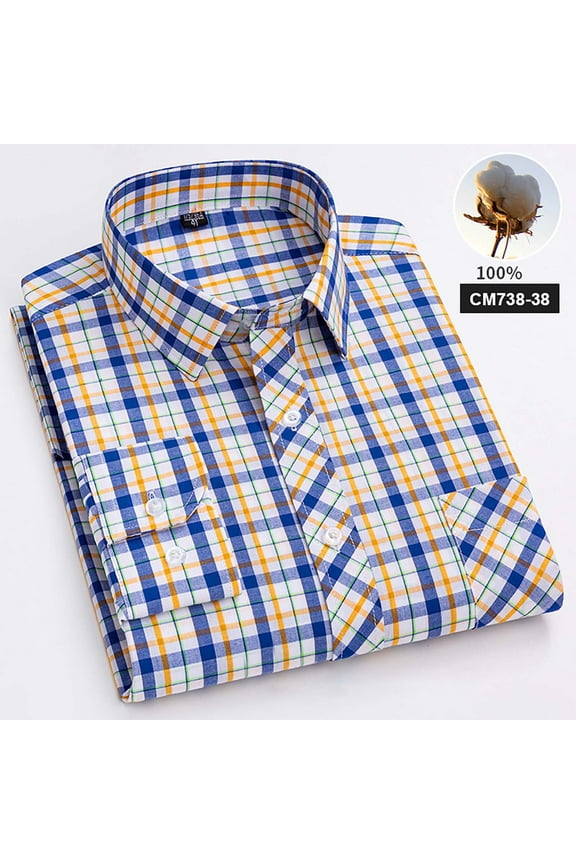 Mens Casual Dress Shirts Plaid Button Down Shirt Long Sleeve Formal Business Gingham Shirt for Men