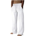 thumbnail image 1 of Aloohaidyvio Mens Casual Pants Lightweight Elastic Waist Drawstring Loose Linen Pants, 1 of 8