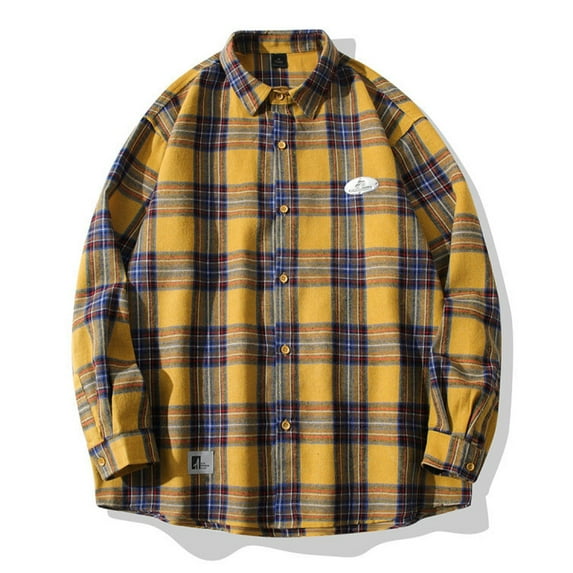 Aloohaidyvio George Mens Flannel Shirt Long Sleeve Button Down Plaid Flannel Shirt