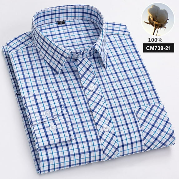 Aloohaidyvio George Mens Flannel Shirts Cotton Long Sleeve Casual Regular Fit Button Down Plaid Shirts