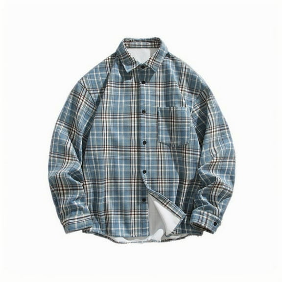 Aloohaidyvio George Mens Flannel Shirts Cotton Long Sleeve Casual Regular Fit Button Down Plaid Shirts