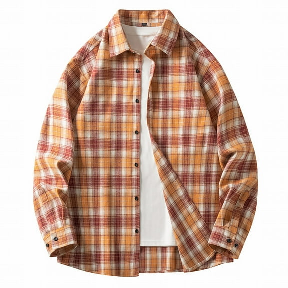 Aloohaidyvio George Mens Flannel Shirts Long Sleeve Flannel Shirt for Men Casual Button Down Cotton Shirt