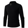 thumbnail image 1 of Aloohaidyvio Mens Half Turtleneck Zip Knit Sweater Long Sleeve Rib Bottom Hem Shirt, 1 of 6