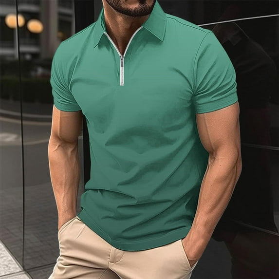 Aloohaidyvio George Polo Shirts for Men Big and Tall,Wicking Quick-Dry Zipper Everyday Short Sleeve T Shirts,Soft Stain Resistant Golf Shirt