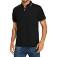 thumbnail image 1 of Aloohaidyvio George Polo Shirts for Men,Mens Casual Slim Turndown Collar Solid Color Short Sleeve T Shirt Tops Blouse Black L, 1 of 6