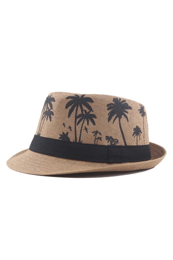 George Straw Fedora Hats for Men, Short Brim Summer Beach hat, Vacation Panama Sun Hats