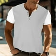 thumbnail image 1 of Aloohaidyvio George T Shirts for Men Big and Tall,Men's Casual Henley Shirts Classic Button Cotton Short Sleeve T-Shirt Summer Basic Solid Lightweight Tees Tops, 1 of 6