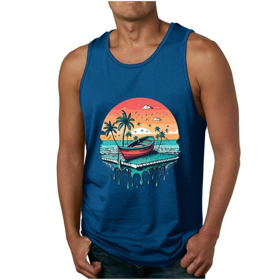 Aloohaidyvio George Tank Tops for Men Big and Tall,Men's Crewneck Workout Tank Top Gym Muscle Tee Fitness Sleeveless Mens Shirts Casual Summer Clothes