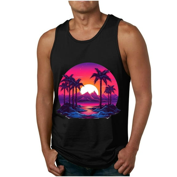 Aloohaidyvio George Tank Tops for Men Big and Tall,Men's Tank Top Workout Quck Dry Sleeveless Gym Muscle Shirts Summer Swim Beach Tops