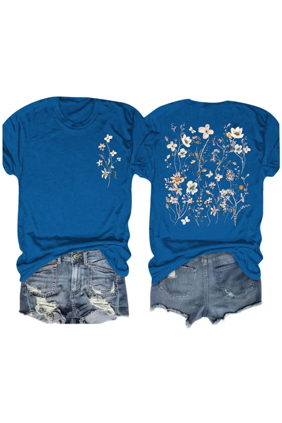 Graphic T Shirts for Women,Summer Women's Vintage Flowers Shirt Spring Boho Floral Printed T-Shirt Sunflower 2024 Casual Graphic Tees Tops