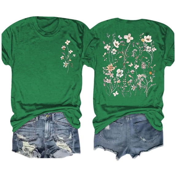 Aloohaidyvio Graphic T Shirts for Women,Summer Women's Vintage Flowers Shirt Spring Boho Floral Printed T-Shirt Sunflower 2024 Casual Graphic Tees Tops