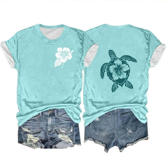 Aloohaidyvio Graphic T Shirts for Women,Womens 2024 Summer Tunic Tops Casual Short Sleeve Round Neck Blouse Spring Soft Comfy Going out T shirts