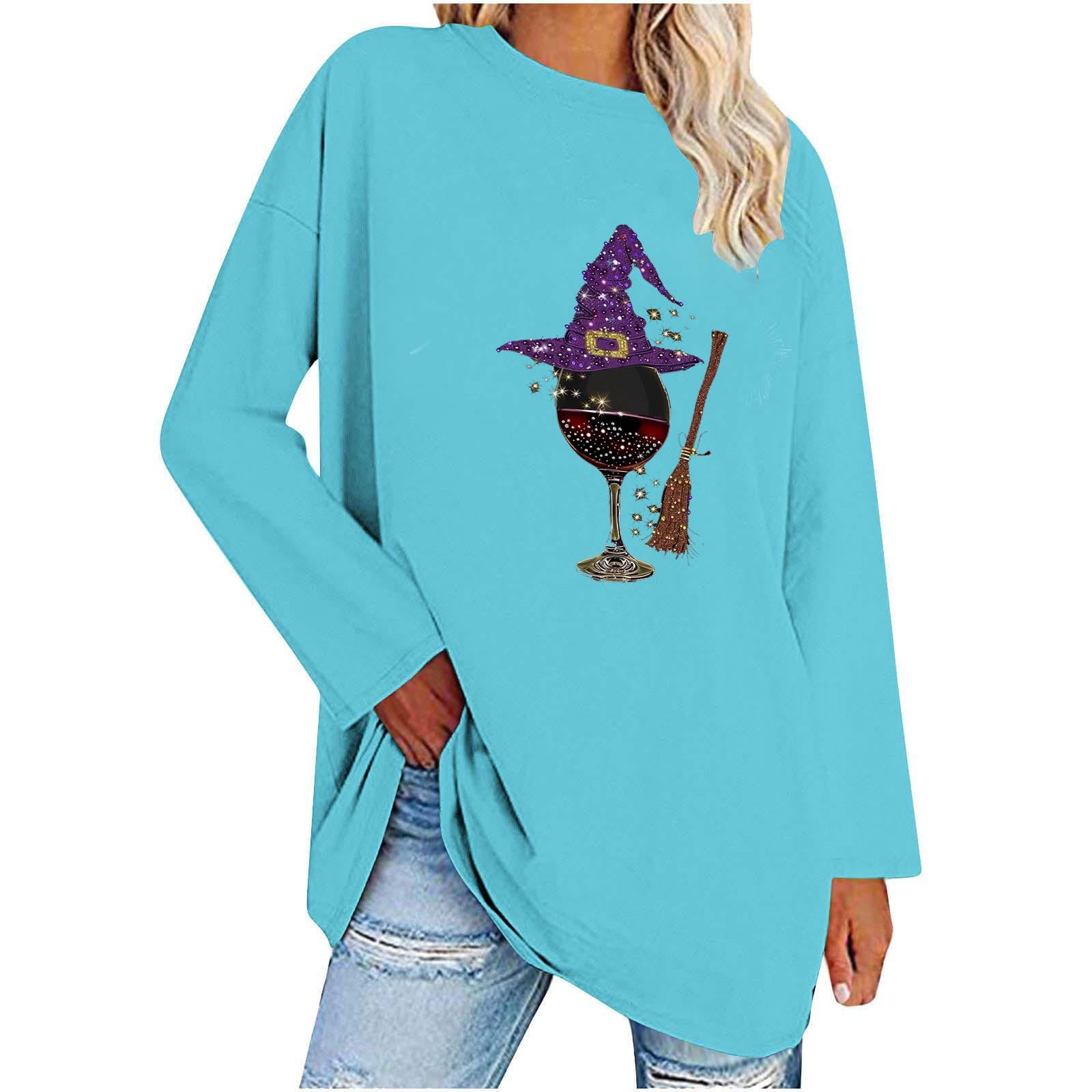 Aloohaidyvio Halloween Shirts for Women,Women's Halloween Print Tshirt