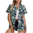 thumbnail image 1 of Aloohaidyvio Hawaiian Shirts Women Hawaii Tshirt Cool Floral Tropic Print Graphic Tees Tops Button Up Summer Vacation Shirt, 1 of 5