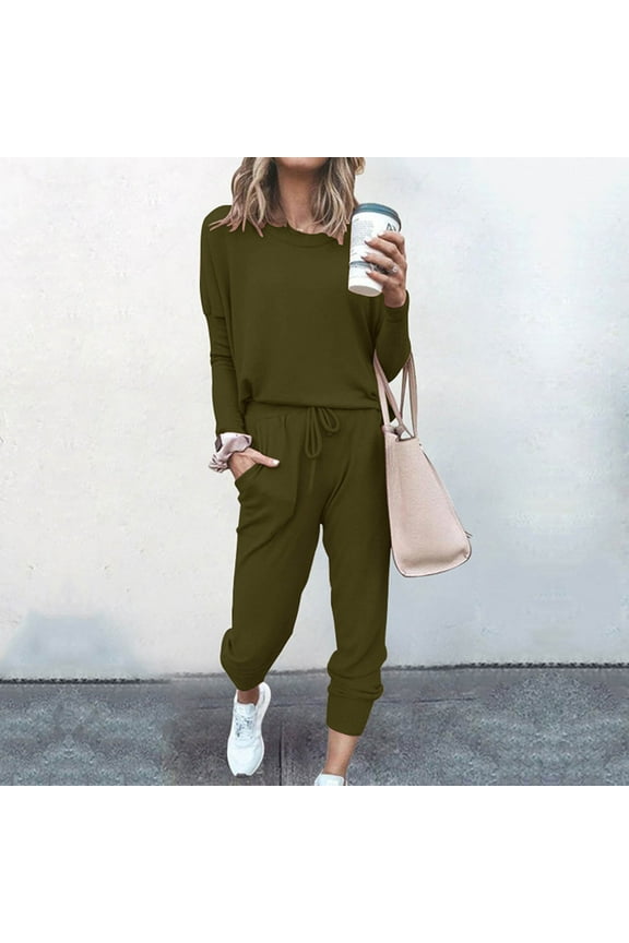 Hoodie and Joggers 2 Piece Set,Women Loose Two-Piece Sets Solid Long Sleeve Tops Vest Casual Pants Sweatsuit, Womens Seatsuits
