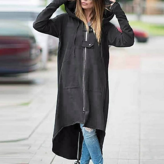 Aloohaidyvio Hoodies,Fashion Womens Sweatshirt Women Long Sleeve Pockets Solid Hooded Coat