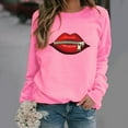thumbnail image 1 of Aloohaidyvio Hoodies,Ladies Fashion Zip Lip Graphic Print Sleeve Crew Neck Sweatshirt, 1 of 6
